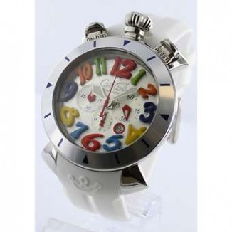 ガガミラノ コピー クロノ48mm 6050.1 ラバー ホワイト/シルバー メンズ