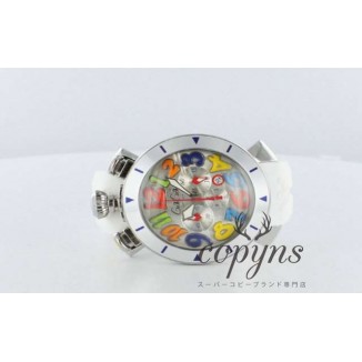 ガガミラノ コピー クロノ48mm 6050.1 ラバー ホワイト/シルバー メンズ
