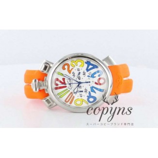 ガガミラノ コピー クロノ48mm 5050.1 ラバー ライトオレンジ/ホワイト メンズ