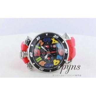 ガガミラノ コピー クロノ48mm 6050.2 ラバー レッド/ブラック メンズ