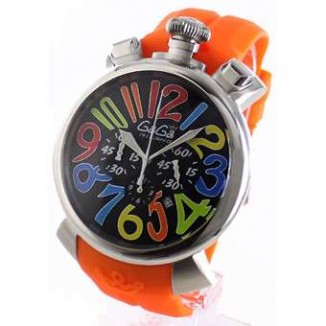 ガガミラノ コピー クロノ48mm 5050.2 ラバー ライトオレンジ/ブラック メンズ