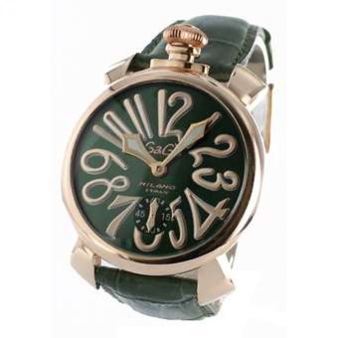 ガガミラノ 偽物 マニュアーレ48mm 5011.4 手巻き スモールセコンド レザー PGPグリーン メンズ