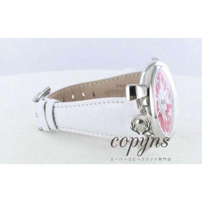 ガガミラノ 偽物 マニュアーレ48mm 5010.14 手巻き スモールセコンド レザー ホワイト メンズ