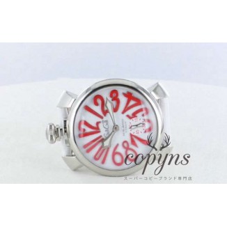 ガガミラノ 偽物 マニュアーレ48mm 5010.14 手巻き スモールセコンド レザー ホワイト メンズ