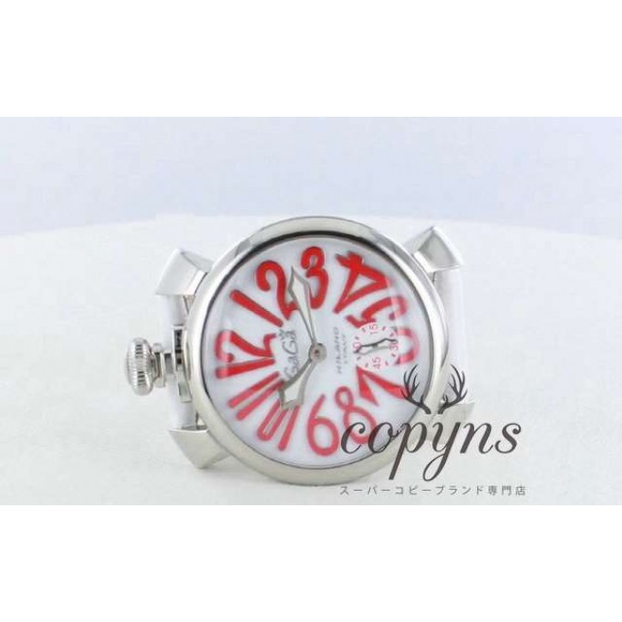 ガガミラノ 偽物 マニュアーレ48mm 5010.14 手巻き スモールセコンド レザー ホワイト メンズ