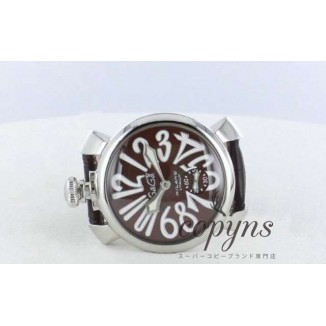 ガガミラノ 偽物 マニュアーレ48mm 5010.13 手巻き スモールセコンド レザー ダークブラウン メンズ