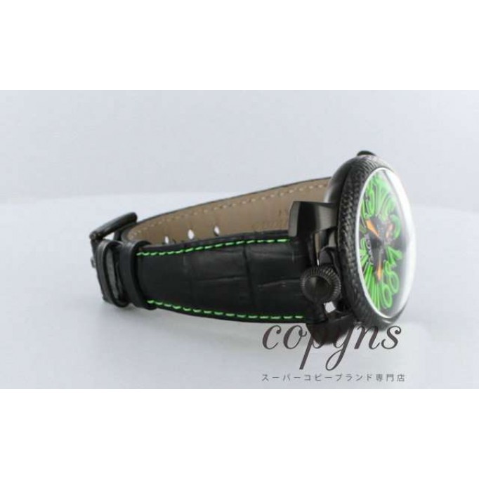 ガガミラノ 偽物 マニュアーレ48mm 5016.3 手巻き スモールセコンド レザー ブラック/カーボンブラック メンズ 「世界限定500本」