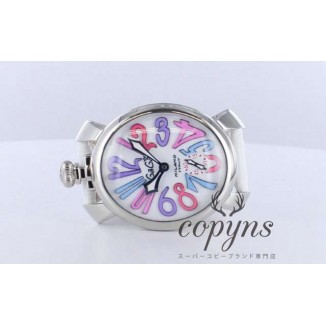 ガガミラノ 偽物 マニュアーレ48mm 5010.9 手巻き スモールセコンド レザー ホワイト メンズ