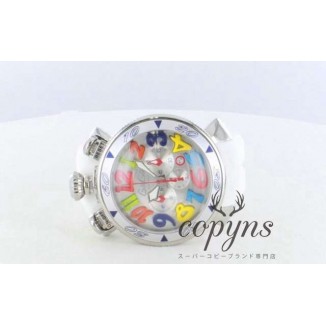 ガガミラノ コピー クロノ48mm 6050.1 ラバー ホワイト/シルバー メンズ