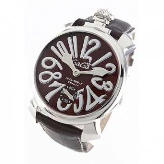 ガガミラノ 偽物 マニュアーレ48mm 5010.13 手巻き スモールセコンド レザー ダークブラウン メンズ