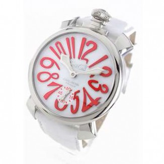 ガガミラノ 偽物 マニュアーレ48mm 5010.14 手巻き スモールセコンド レザー ホワイト メンズ