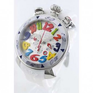 ガガミラノ コピー クロノ48mm 6050.1 ラバー ホワイト/シルバー メンズ