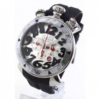 ガガミラノ コピー クロノ48mm 6050.7 ラバー ブラック/シルバー メンズ