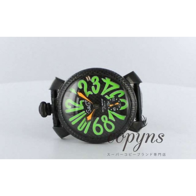 ガガミラノ 偽物 マニュアーレ48mm 5016.3 手巻き スモールセコンド レザー ブラック/カーボンブラック メンズ 「世界限定500本」