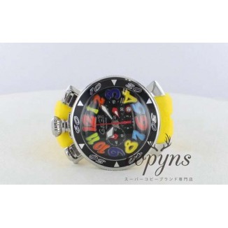 ガガミラノ コピー クロノ48mm 6050.2 ラバー イエロー/ブラック メンズ