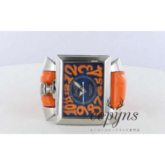 ガガミラノ スーパーコピー ナポレオーネ48mm スーパーコピー 6000.4 オートマチック レザー オレンジ/ブルー メンズ