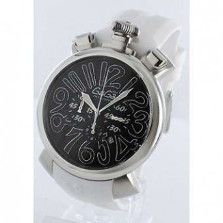 ガガミラノ コピー クロノ48mm 5050.5 ラバー ホワイト/ブラック メンズ