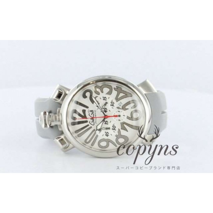 ガガミラノ コピー クロノ48mm 5050.3 ラバー グレー/ホワイト メンズ