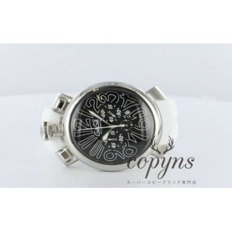 ガガミラノ コピー クロノ48mm 5050.5 ラバー ホワイト/ブラック メンズ