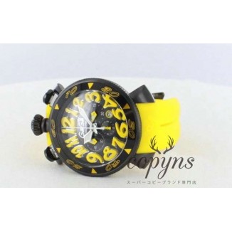 ガガミラノ コピー クロノ48mm 6054.4 ラバー イエロー/ブラック メンズ