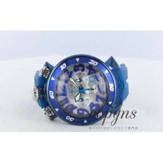 ガガミラノ コピー クロノ48mm 6053.1 ラバー ブルー/シルバー メンズ 