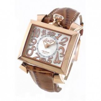 ガガミラノ スーパーコピー ナポレオーネ40mm 6031.2 レザー ブラウン/ホワイトシェル ボーイズ
