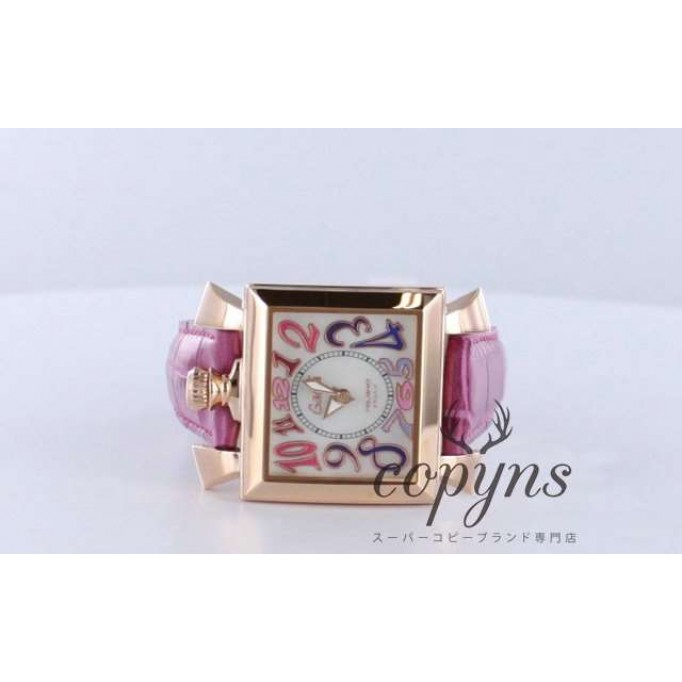 ガガミラノ スーパーコピー ナポレオーネ40mm 6031.1 レザー ピンク/PGPホワイトシェル ボーイズ