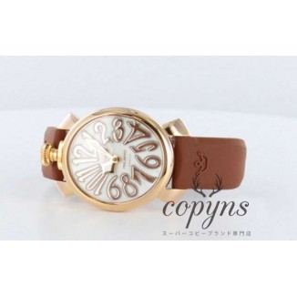 ガガミラノ 偽物 マニュアーレ40mm 5021.2 ラバー ブラウン/GPホワイトシェル ボーイズ