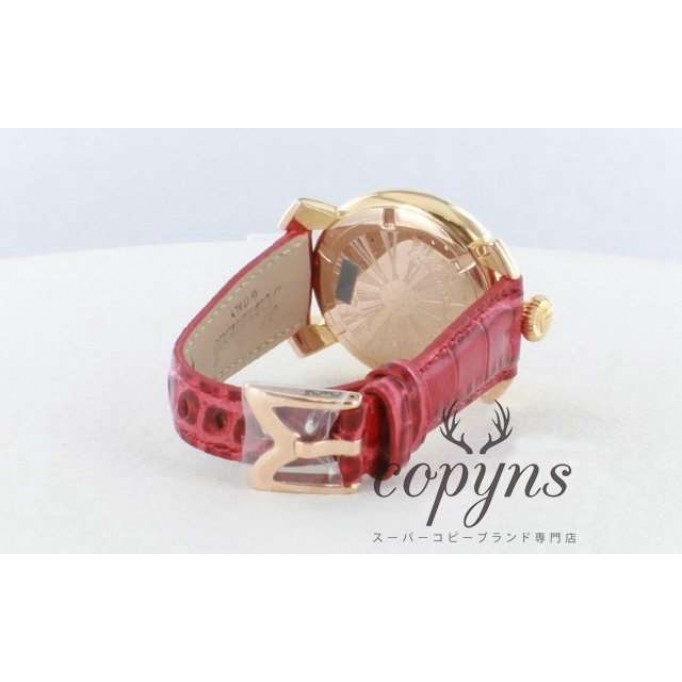 ガガミラノ 偽物 マニュアーレ40mm 5021.5 レザー レッド/GPホワイトシェル ボーイズ