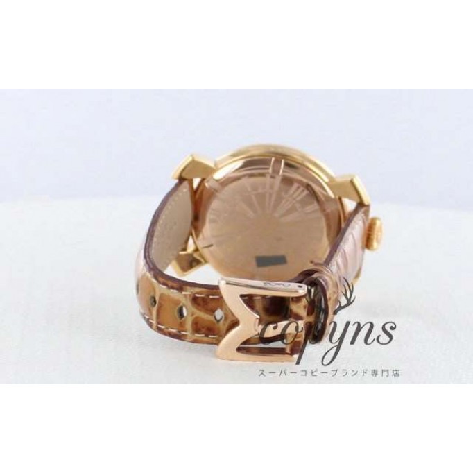 ガガミラノ 偽物 マニュアーレ40mm 5021.2 レザー ブラウン/GPホワイトシェル ボーイズ