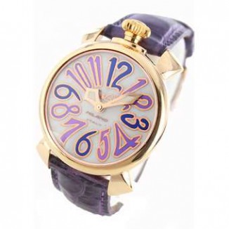 ガガミラノ 偽物 マニュアーレ40mm 5021.4 レザー パープル/GPホワイトシェル ボーイズ
