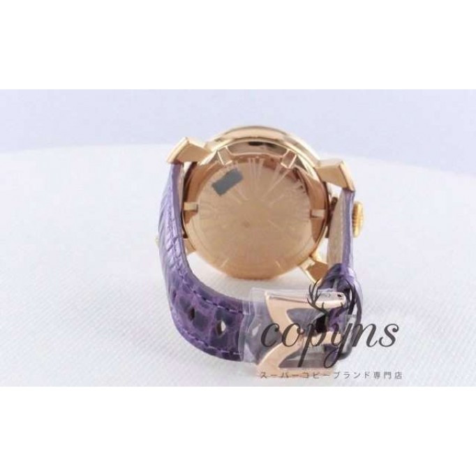 ガガミラノ 偽物 マニュアーレ40mm 5021.4 レザー パープル/GPホワイトシェル ボーイズ