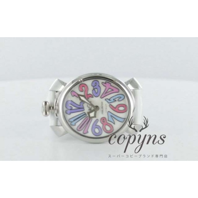 ガガミラノ 偽物 マニュアーレ40mm 5020.7 レザー ホワイト/ホワイトシェル ボーイズ