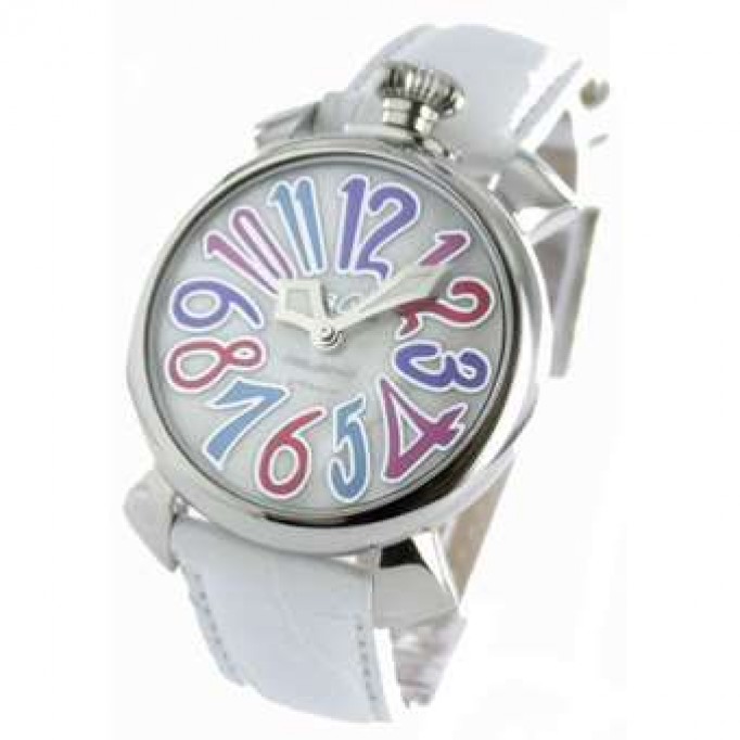 ガガミラノ 偽物 マニュアーレ40mm 5020.7 レザー ホワイト/ホワイトシェル ボーイズ