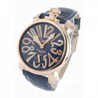 ガガミラノ 偽物 マニュアーレ48mm 5011.5 手巻き スモールセコンド レザー PGPブルー メンズ