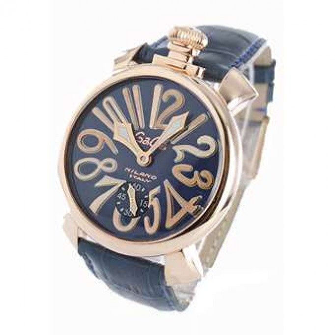 ガガミラノ 偽物 マニュアーレ48mm 5011.5 手巻き スモールセコンド レザー PGPブルー メンズ