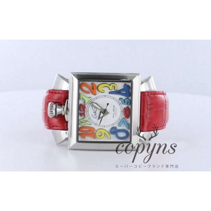 ガガミラノ スーパーコピー ナポレオーネ48mm スーパーコピー 6000.1 オートマチック レザー レッド/ホワイト メンズ
