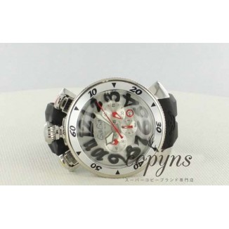 ガガミラノ コピー クロノ48mm 6050.7 ラバー ブラック/シルバー メンズ