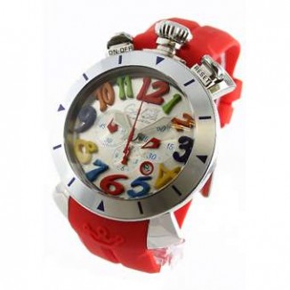 ガガミラノ コピー クロノ48mm 6050.1 ラバー レッド/シルバー メンズ