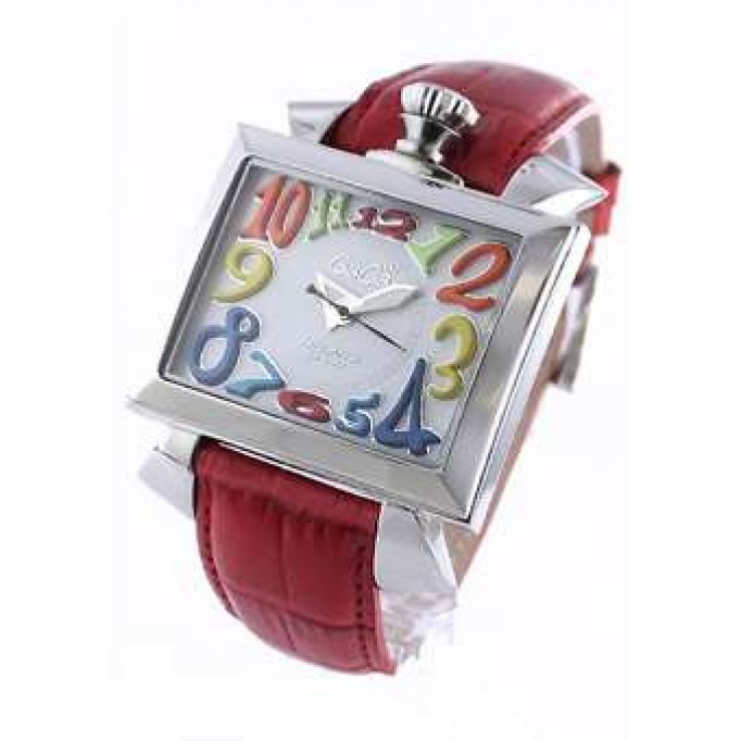 ガガミラノ スーパーコピー ナポレオーネ48mm スーパーコピー 6000.1 オートマチック レザー レッド/ホワイト メンズ