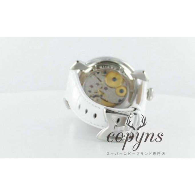ガガミラノ 偽物 マニュアーレ48mm 5010.10 手巻き スモールセコンド レザー ホワイト メンズ