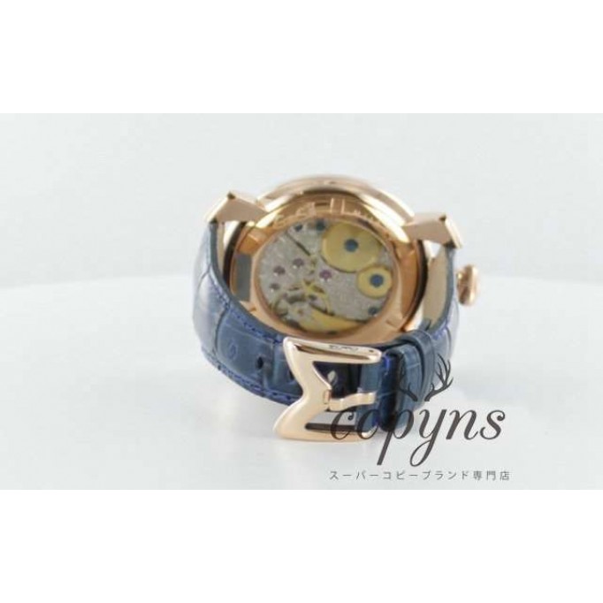 ガガミラノ 偽物 マニュアーレ48mm 5011.5 手巻き スモールセコンド レザー PGPブルー メンズ
