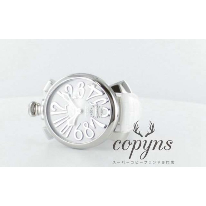 ガガミラノ 偽物 マニュアーレ48mm 5010.10 手巻き スモールセコンド レザー ホワイト メンズ