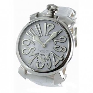 ガガミラノ 偽物 マニュアーレ48mm 5010.10 手巻き スモールセコンド レザー ホワイト メンズ