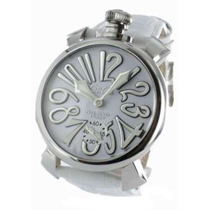 ガガミラノ 偽物 マニュアーレ48mm 5010.10 手巻き スモールセコンド レザー ホワイト メンズ