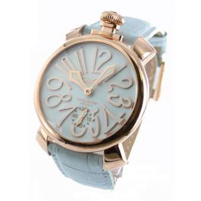 ガガミラノ 偽物 マニュアーレ48mm 5011.3 手巻き スモールセコンド レザー PGPライトブルー メンズ