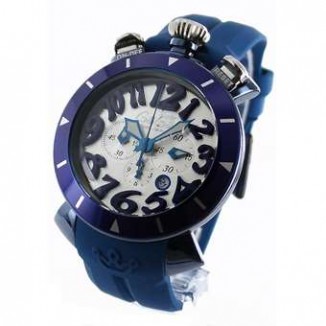 ガガミラノ コピー クロノ48mm 6053.1 ラバー ブルー/シルバー メンズ