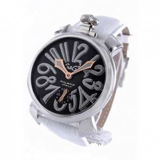 ガガミラノ 偽物 マニュアーレ48mm 5010.6 手巻き レザー ホワイト/ブラック メンズ