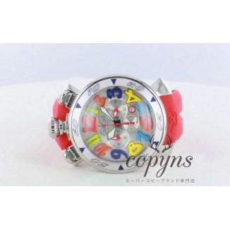 ガガミラノ コピー クロノ48mm 6050.1 ラバー レッド/シルバー メンズ