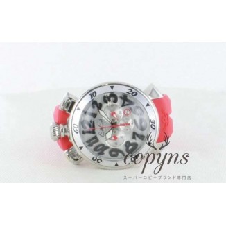 ガガミラノ コピー クロノ48mm 6050.7 ラバー レッド/シルバー メンズ